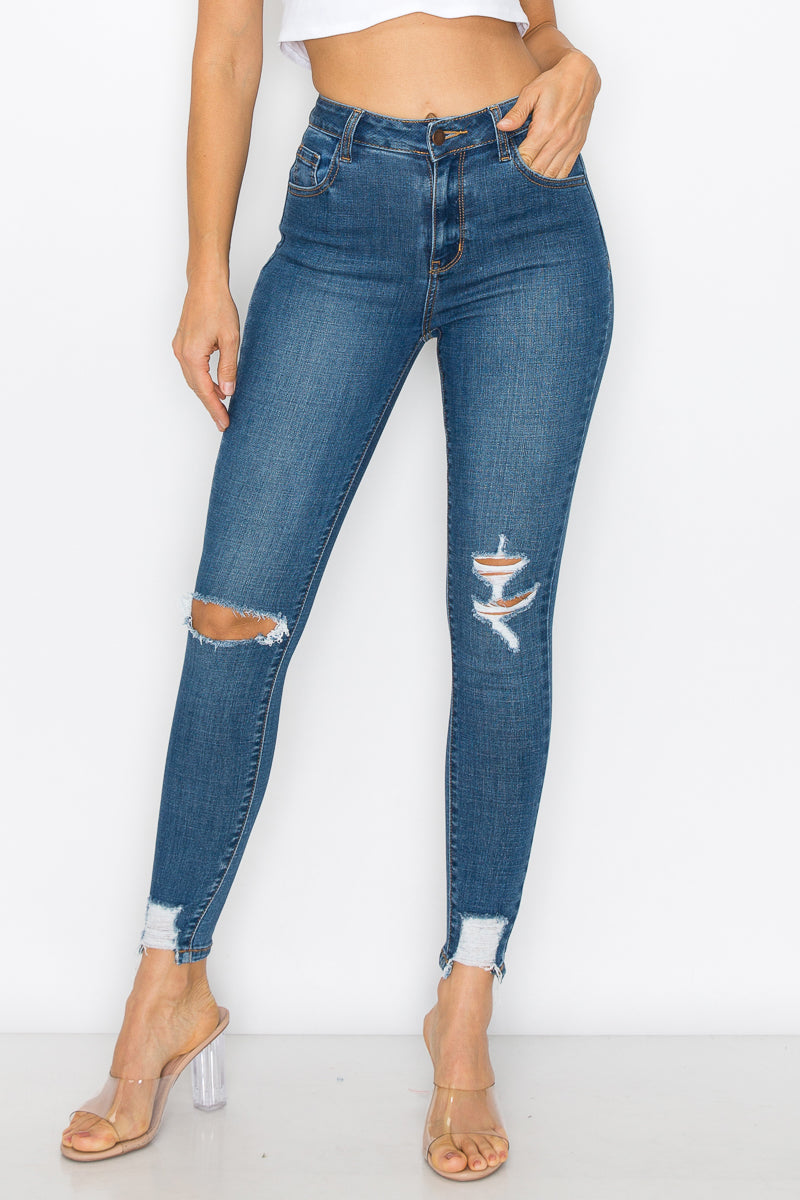 Josie - High Rise Destructed Stretch Skinny