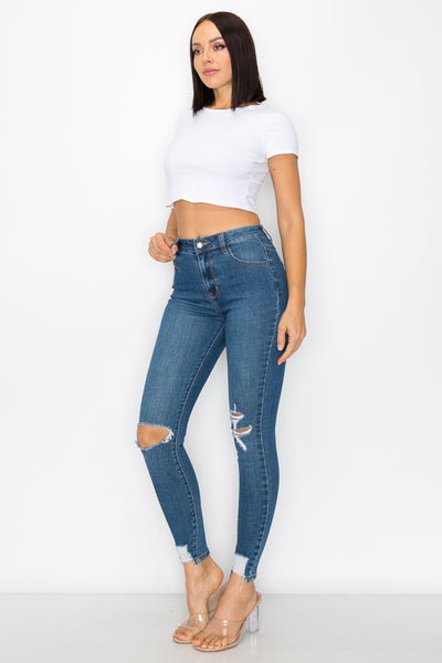 Josie - High Rise Destructed Stretch Skinny