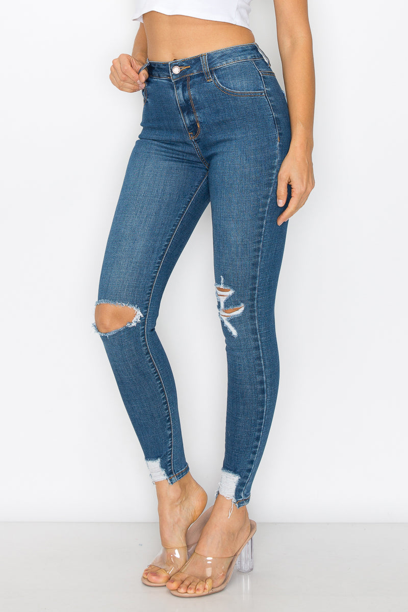 Josie - High Rise Destructed Stretch Skinny