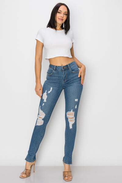 Bailey - High Rise Destructed Skinny Slit