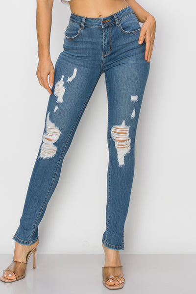 Bailey - High Rise Destructed Skinny Slit