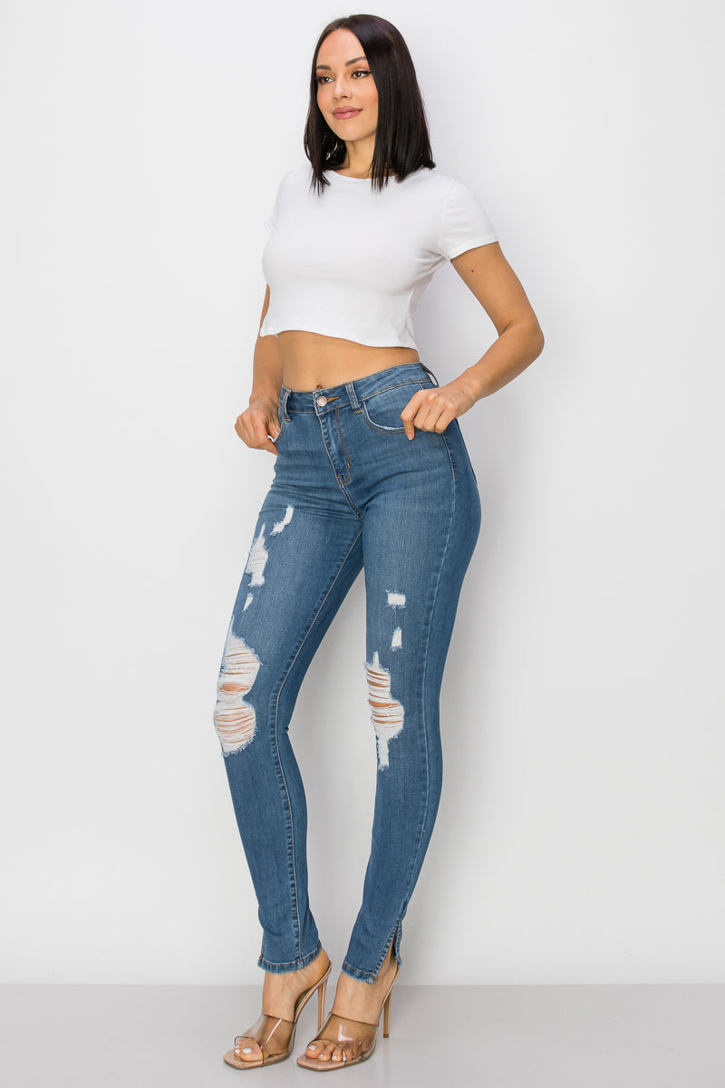 Bailey - High Rise Destructed Skinny Slit