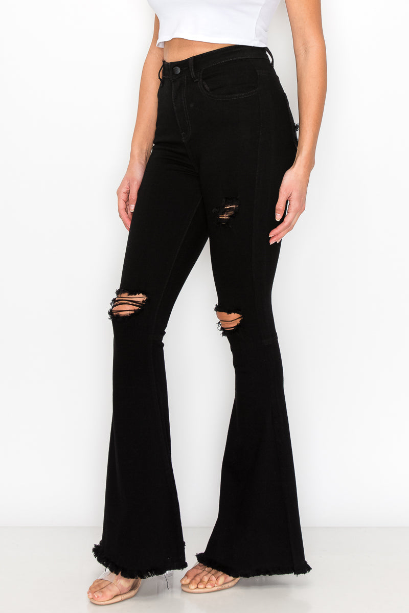 Blake - High Rise Knee Cut Bell Bottoms