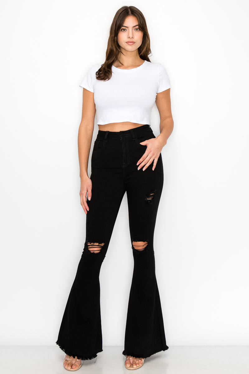 Blake - High Rise Knee Cut Bell Bottoms