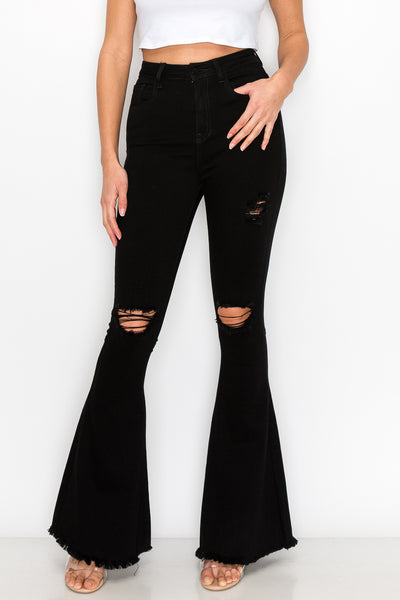 Blake - High Rise Knee Cut Bell Bottoms