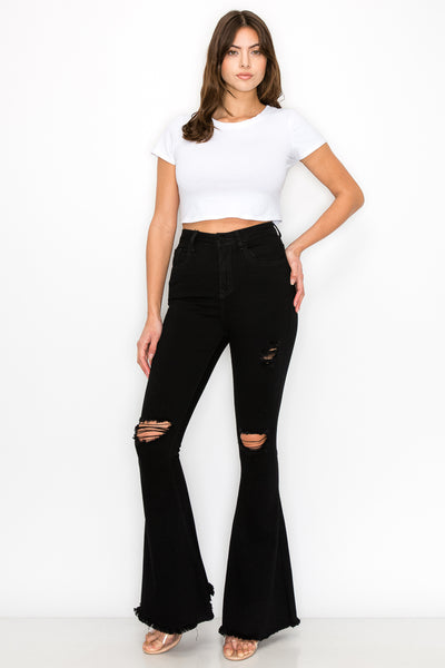 Blake - High Rise Knee Cut Bell Bottoms