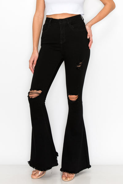 Blake - High Rise Knee Cut Bell Bottoms