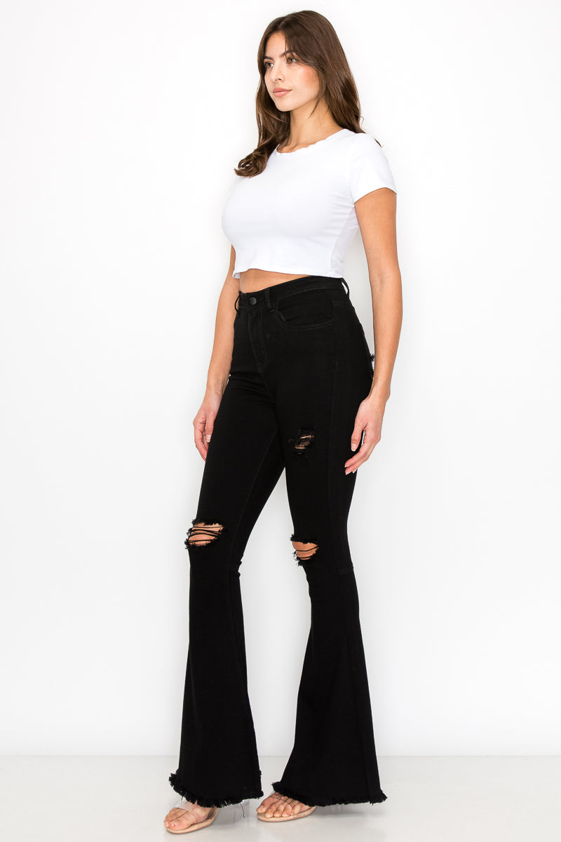 Blake - High Rise Knee Cut Bell Bottoms