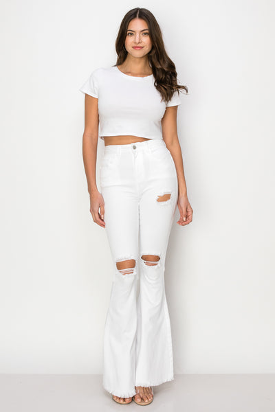 Blake - High Rise Knee Cut Bell Bottoms