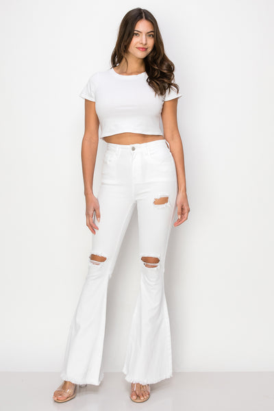 Blake - High Rise Knee Cut Bell Bottoms