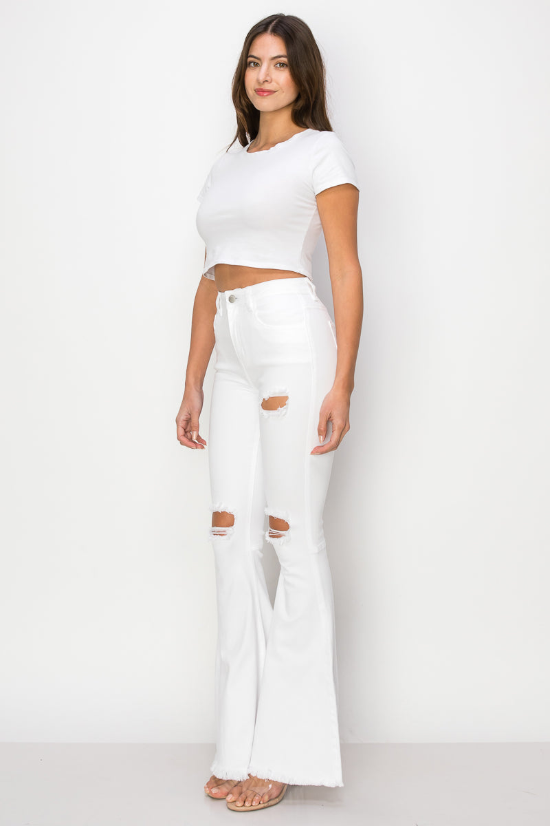 Blake - High Rise Knee Cut Bell Bottoms