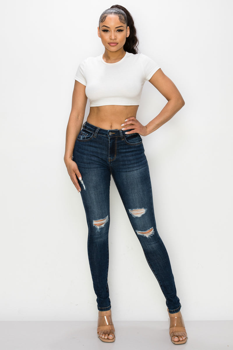 Penny - High Rise Destructed Skinny – Encore Jeans