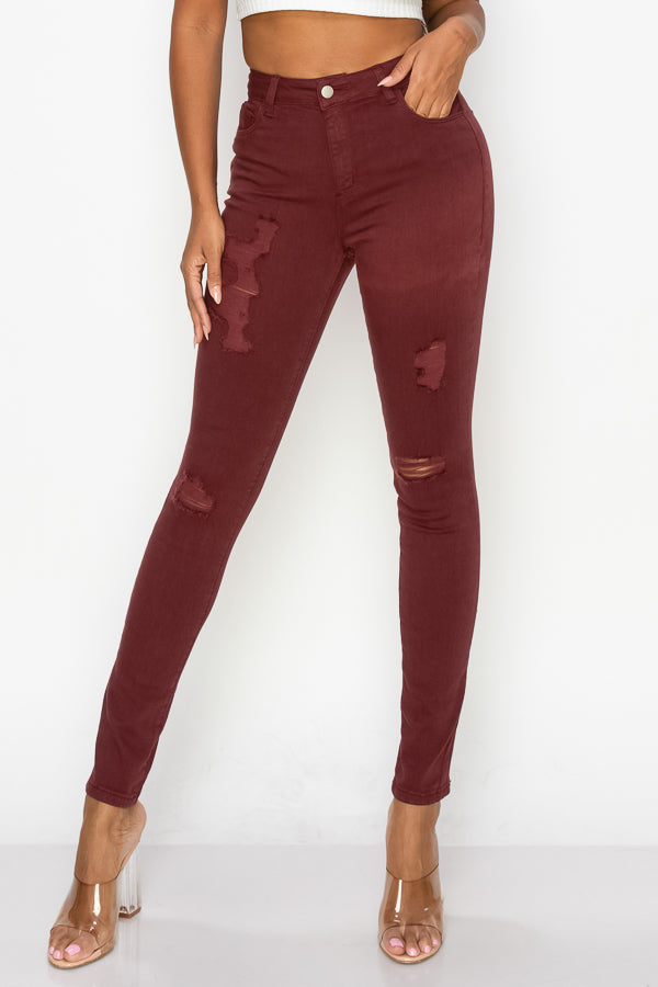 Arina Color High Rise Destructed Skinny Encore Jeans