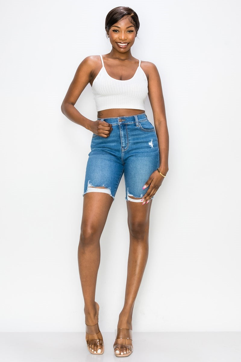 Destructed bermuda shorts on sale